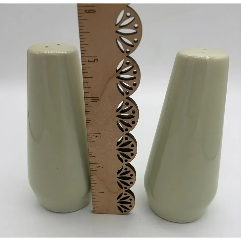 Pair Mid Century Salt and Pepper Shakers Minimalist Sage Green Scandi Style